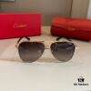 Cartier Men's 1:1 High-End Aviator Sunglasses, Elegant and Luxurious Design with Minimalist Iconic Logo on Temples