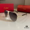 Cartier Men's 1:1 High-End Aviator Sunglasses, Elegant and Luxurious Design with Minimalist Iconic Logo on Temples