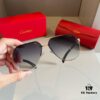 Cartier Men's Official Website 1:1 Large Aviator Sunglasses, High-End and Elegant, Minimalist Signature Logo on Temples, Luxurious Craftsmanship