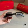 Cartier Men's Official Website 1:1 Large Aviator Sunglasses, High-End and Elegant, Minimalist Signature Logo on Temples, Luxurious Craftsmanship