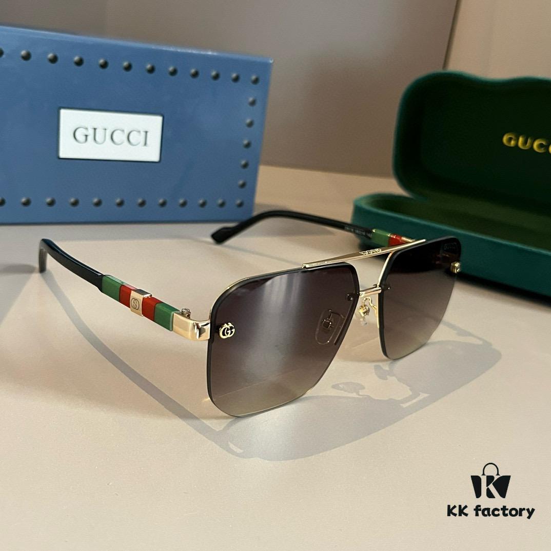 Gucci New Arrival Sunglasses 🕶️ Unisex Classic Metal Single-Bridge Aviator Style