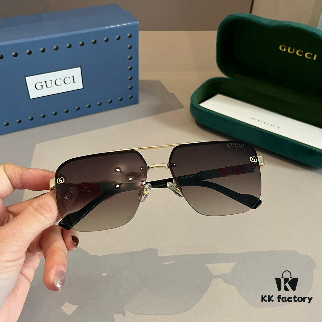 Gucci New Arrival Sunglasses 🕶️ Unisex Classic Metal Single-Bridge Aviator Style