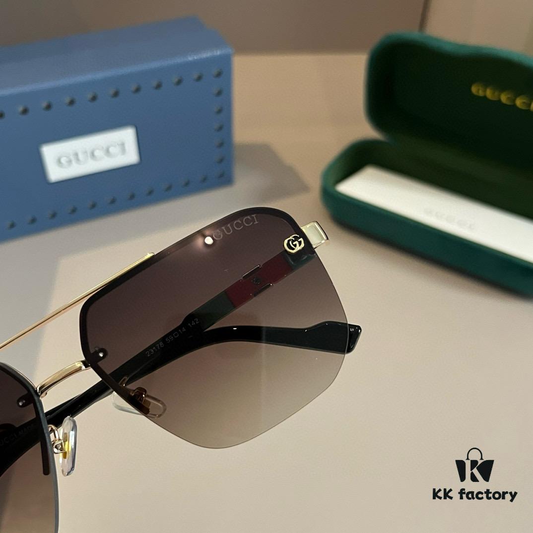 Gucci New Arrival Sunglasses 🕶️ Unisex Classic Metal Single-Bridge Aviator Style