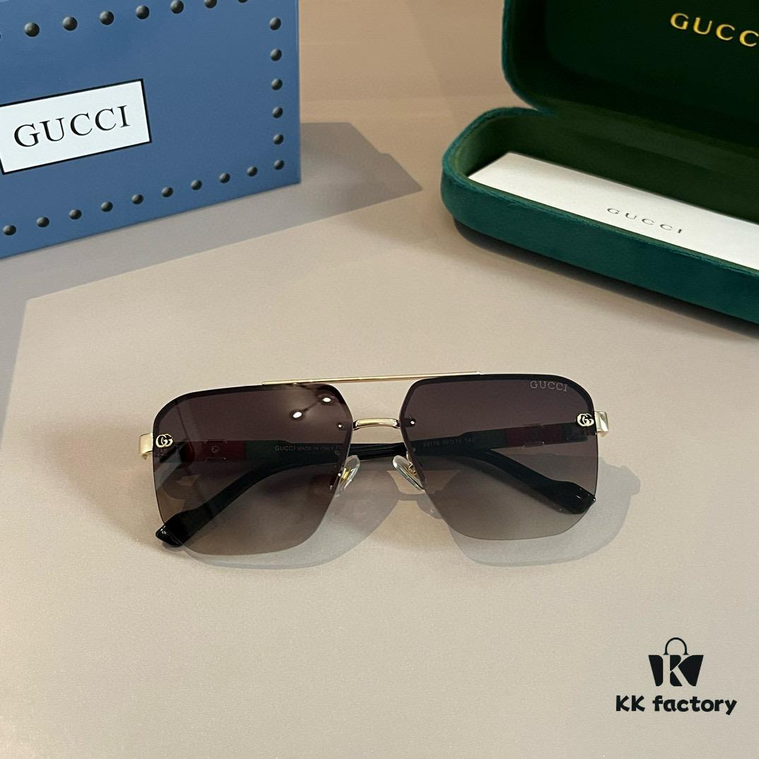 Gucci New Arrival Sunglasses 🕶️ Unisex Classic Metal Single-Bridge Aviator Style