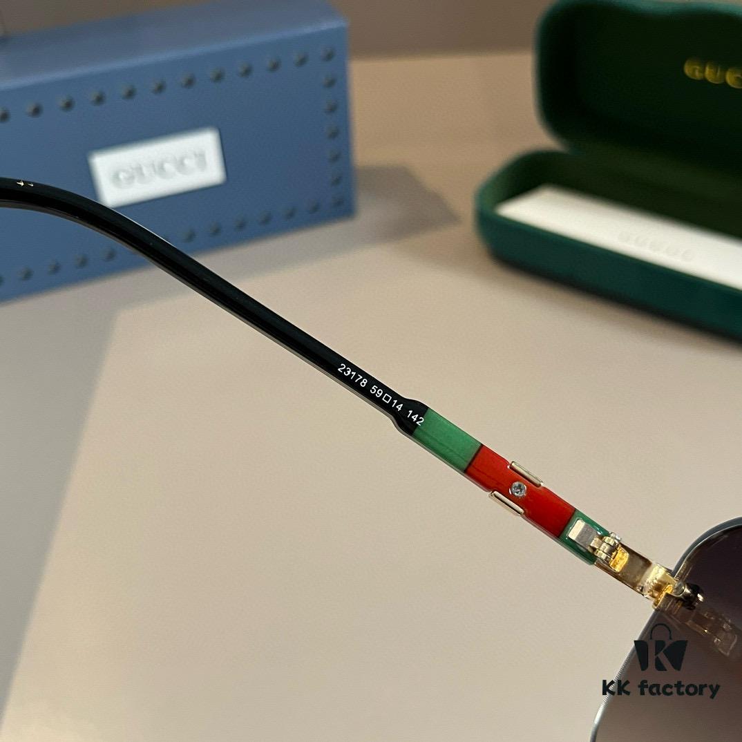 Gucci New Arrival Sunglasses 🕶️ Unisex Classic Metal Single-Bridge Aviator Style