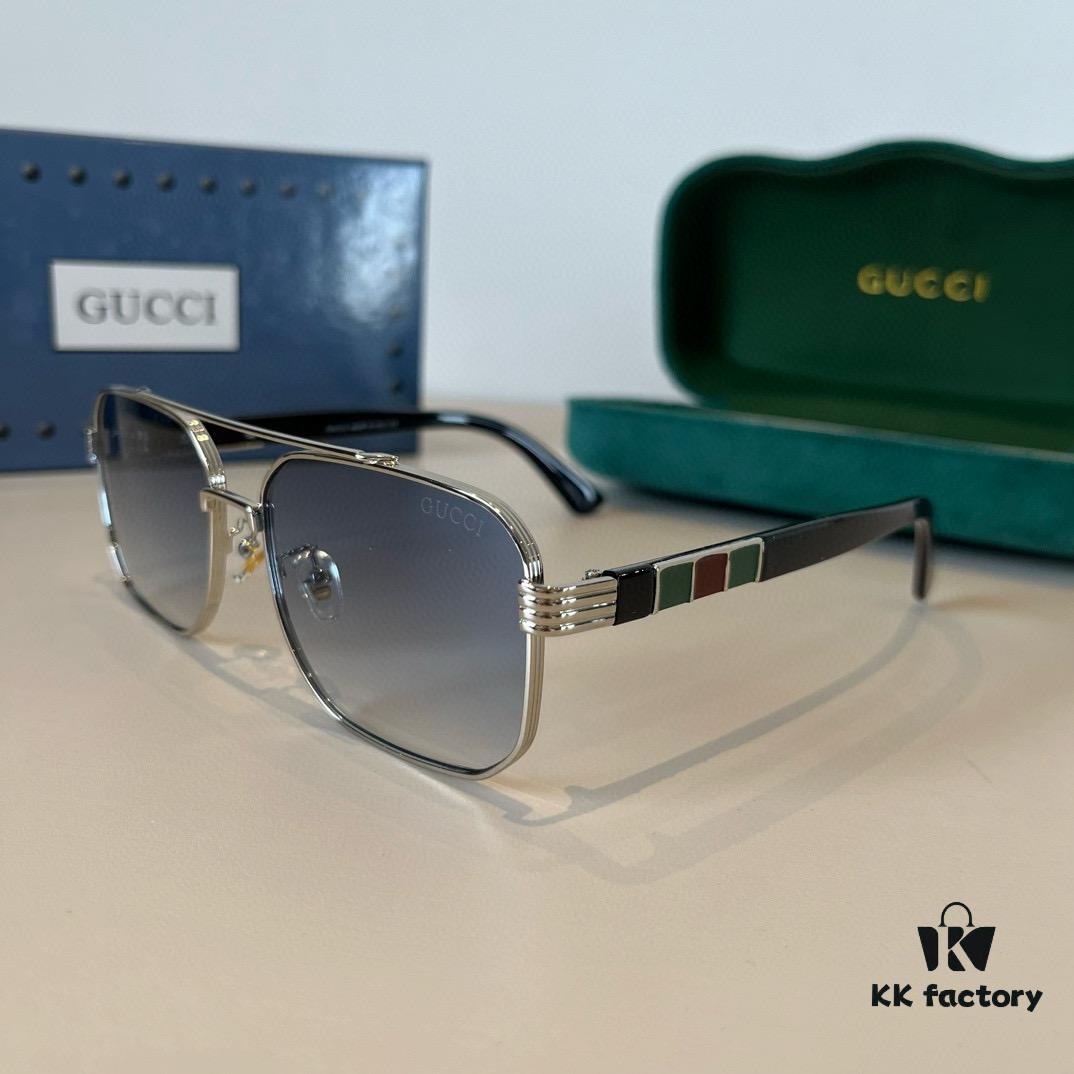 Gucci New Arrival Sunglasses 🕶️ Unisex Classic Metal Single-Bridge Aviator Style