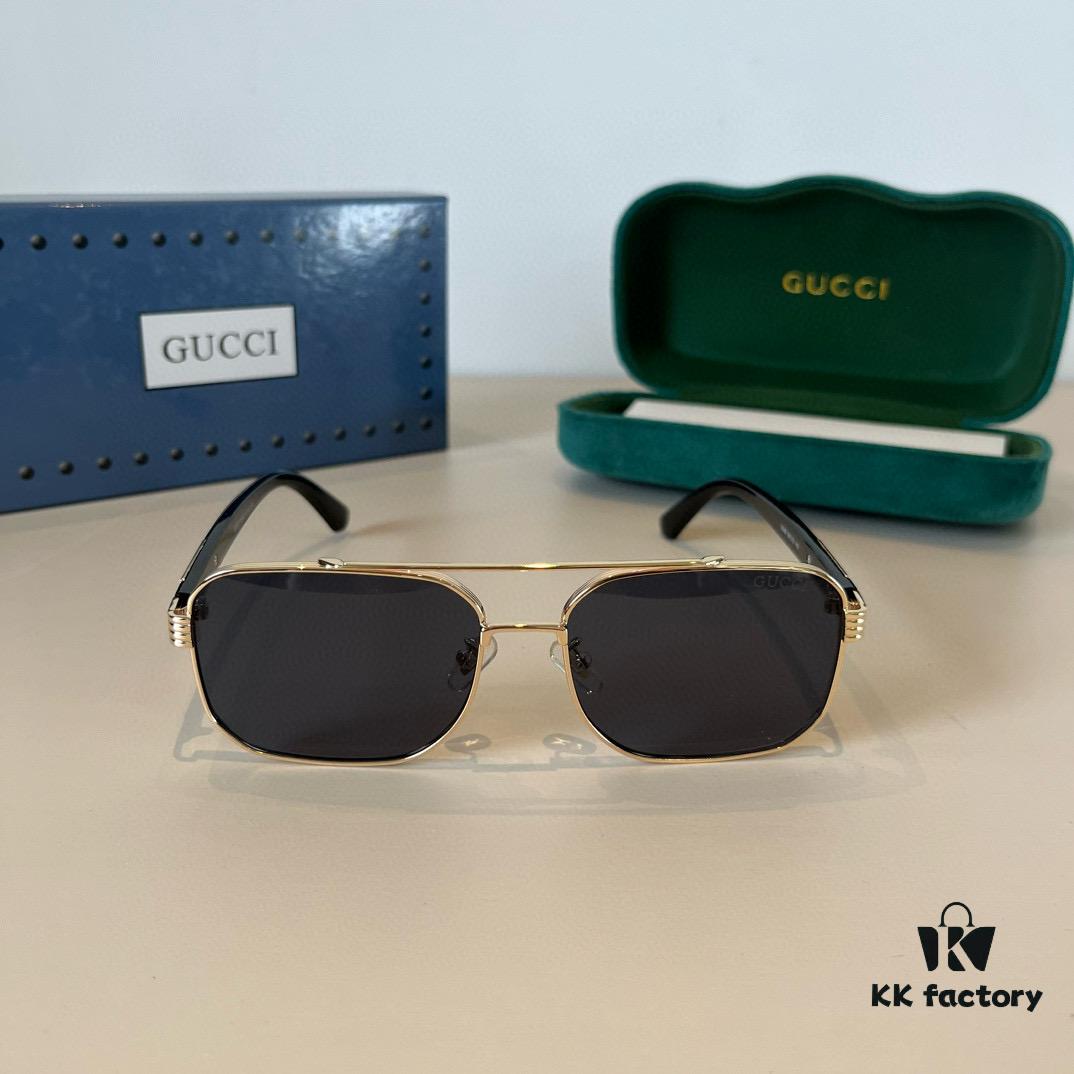 Gucci New Arrival Unisex Sunglasses 🕶️, Fashionable Metal Frame Aviator Style