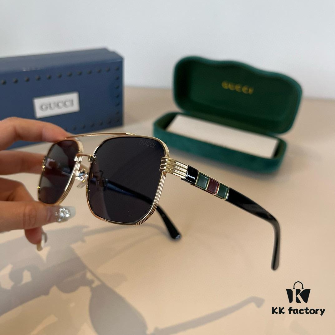 Gucci New Arrival Unisex Sunglasses 🕶️, Fashionable Metal Frame Aviator Style