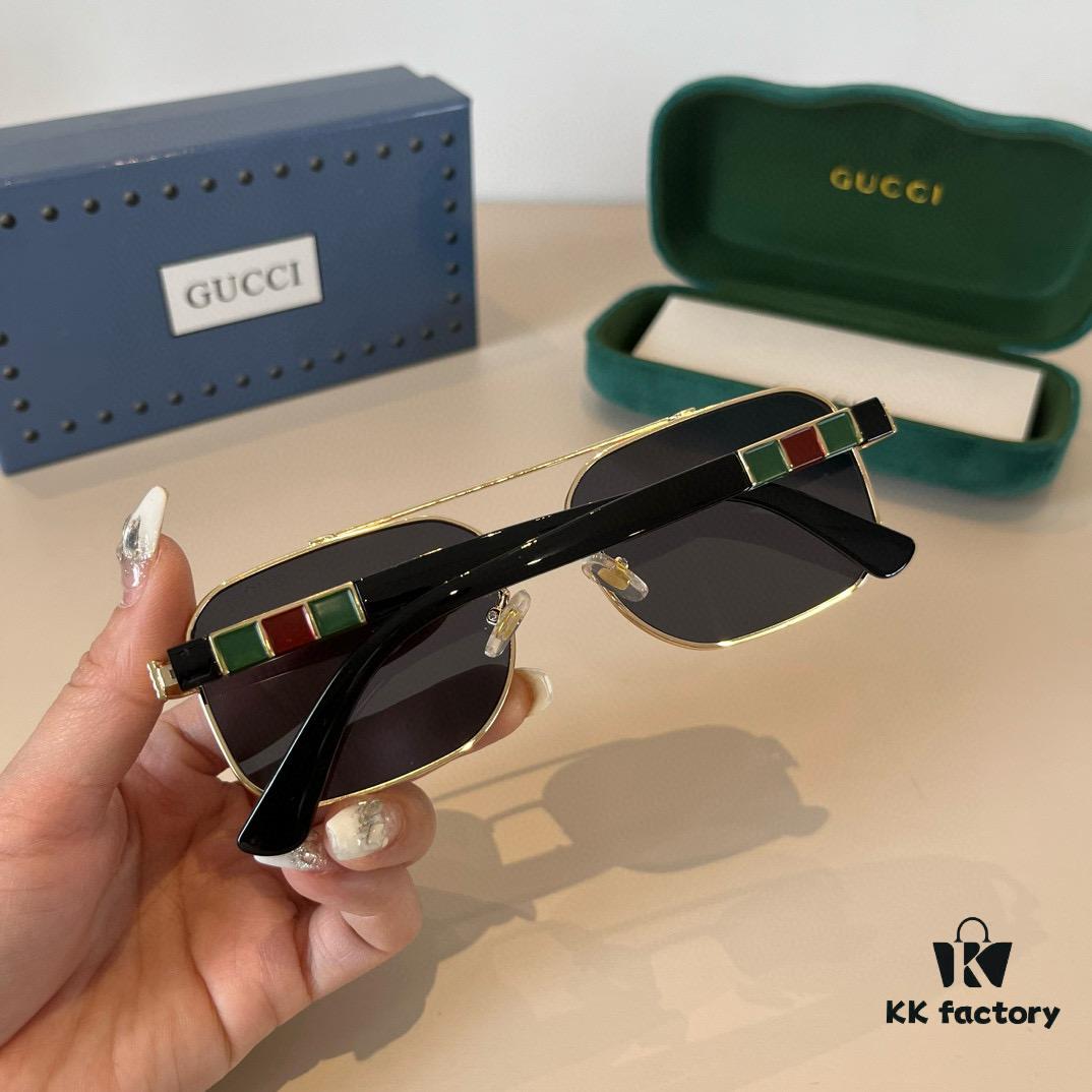 Gucci New Arrival Unisex Sunglasses 🕶️, Fashionable Metal Frame Aviator Style