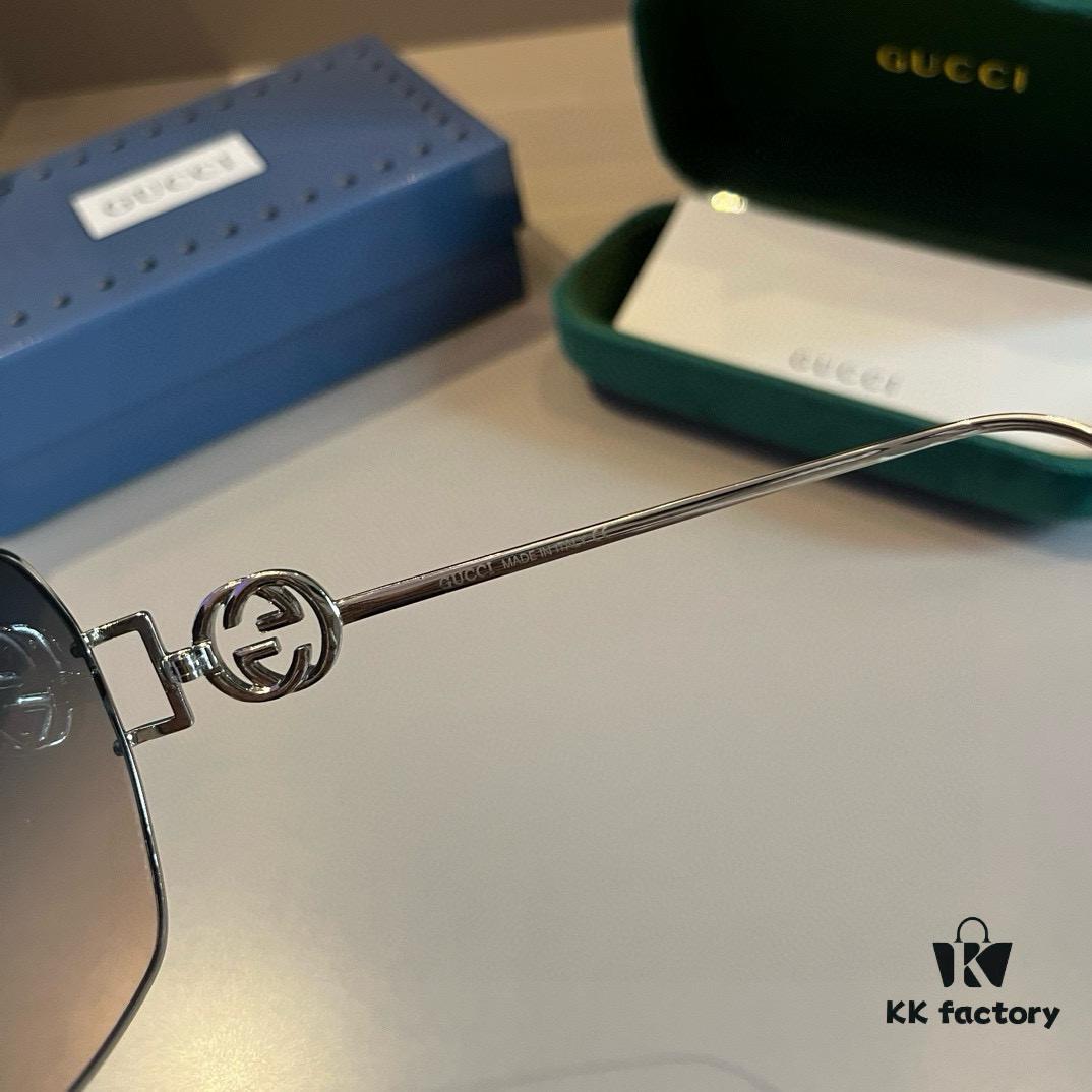 Gucci Unisex Sunglasses, Fashionable European and American Style Oversized Sun Protection Eyewear, High-Definition UV-Protective Shades for Universal Face Compatibility