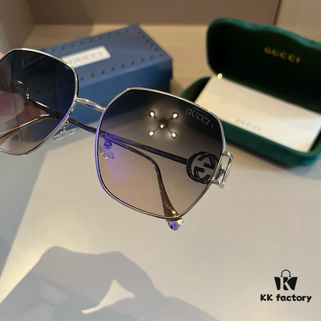 Gucci Unisex Sunglasses, Fashionable European and American Style Oversized Sun Protection Eyewear, High-Definition UV-Protective Shades for Universal Face Compatibility