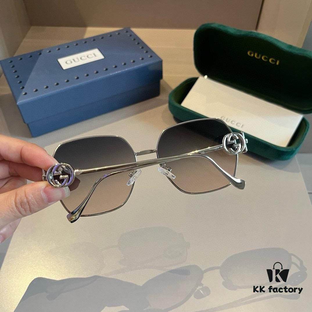 Gucci Unisex Sunglasses, Fashionable European and American Style Oversized Sun Protection Eyewear, High-Definition UV-Protective Shades for Universal Face Compatibility