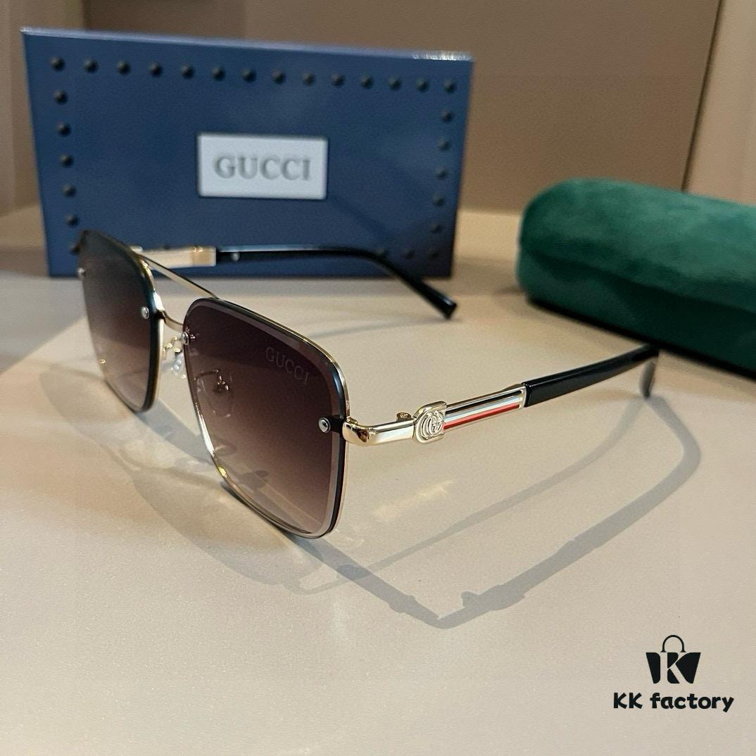 Gucci New Arrival Sunglasses 🕶️ Unisex Classic Metal Frame Aviator Frog Shape Fashion Shades