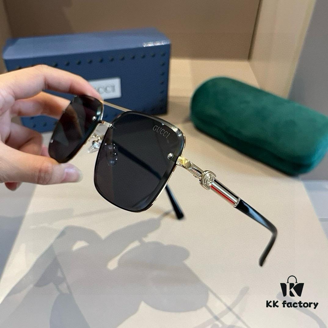 Gucci New Arrival Unisex Sunglasses 🕶️, Classic Metal Single-Bridge Aviator Style