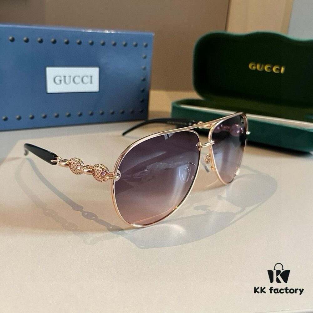 Gucci Women's Oversized 3D Frame Sunglasses, Vintage Style UV Protection Shades