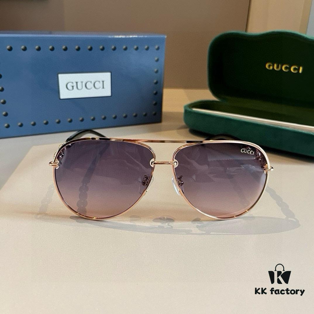 Gucci Women's Oversized 3D Frame Sunglasses, Vintage Style UV Protection Shades