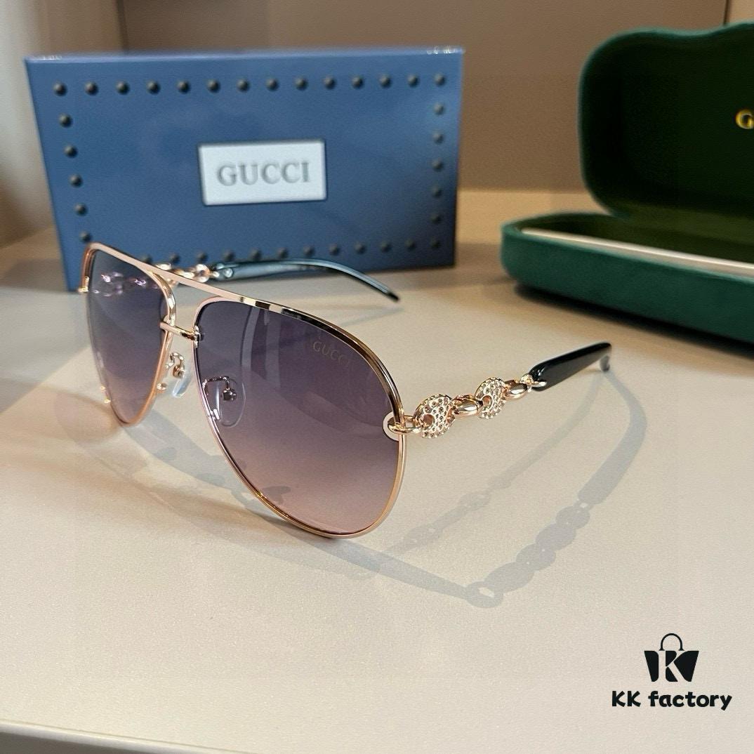 Gucci Women's Oversized 3D Frame Sunglasses, Vintage Style UV Protection Shades