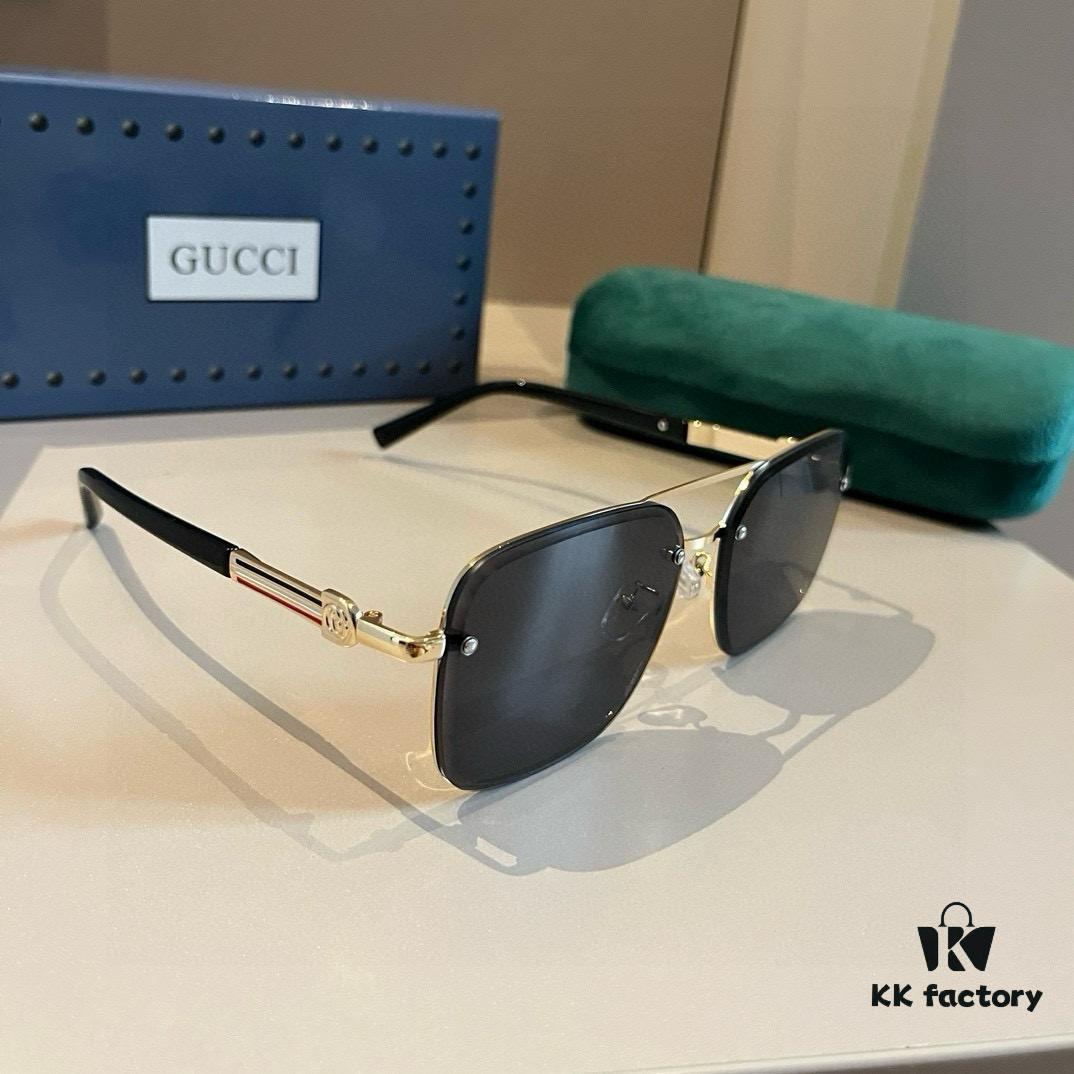 Gucci New Arrival Unisex Sunglasses 🕶️, Classic Metal Single-Bridge Aviator Style