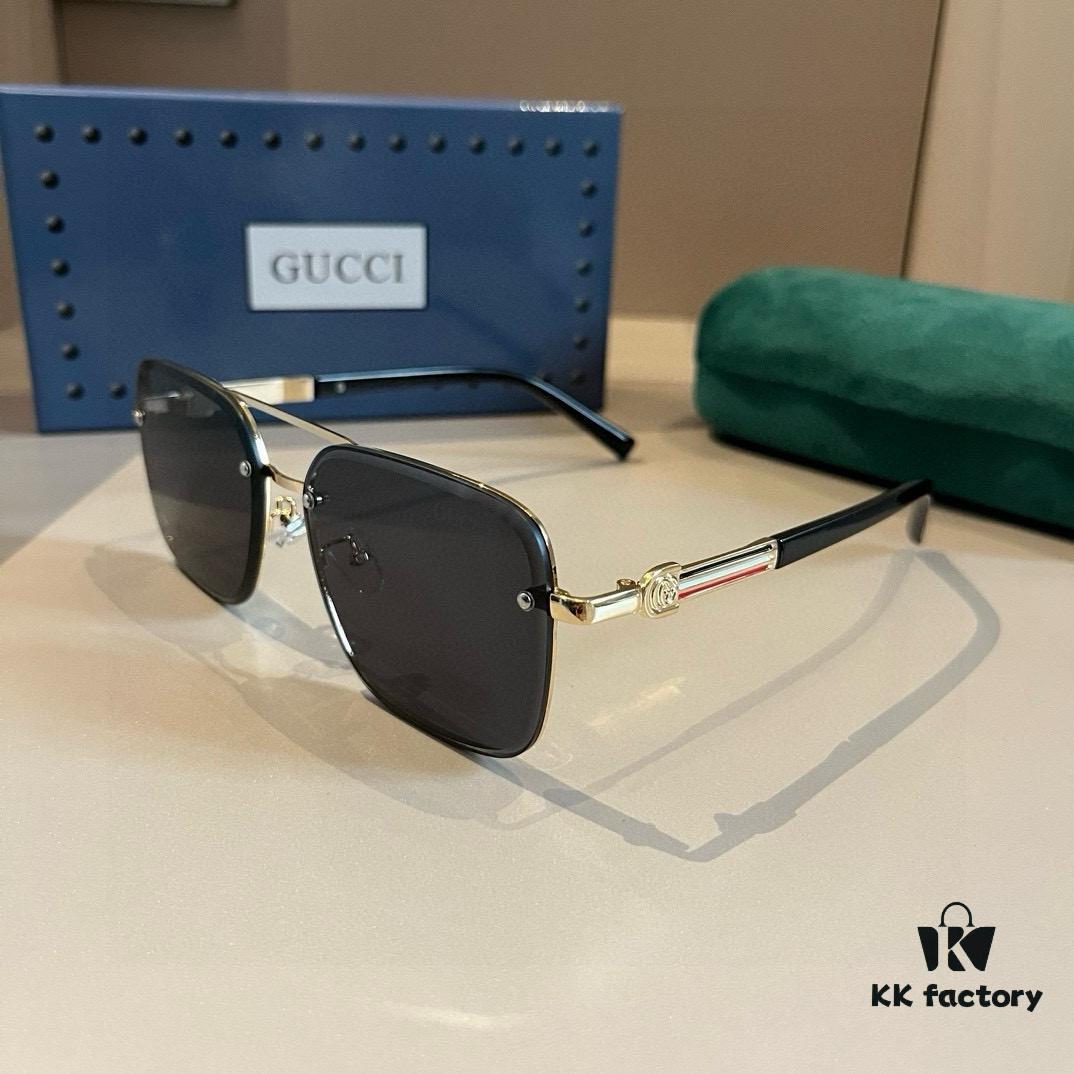 Gucci New Arrival Unisex Sunglasses 🕶️, Classic Metal Single-Bridge Aviator Style