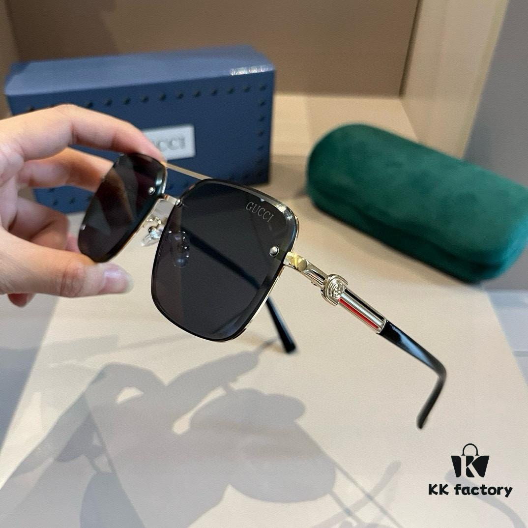 Gucci New Arrival Unisex Sunglasses 🕶️, Classic Metal Single-Bridge Aviator Style