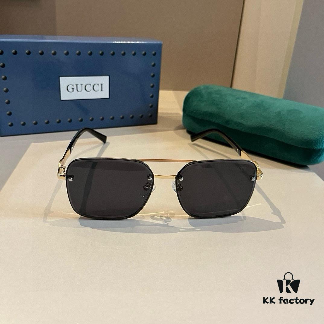 Gucci New Arrival Unisex Sunglasses 🕶️, Classic Metal Single-Bridge Aviator Style