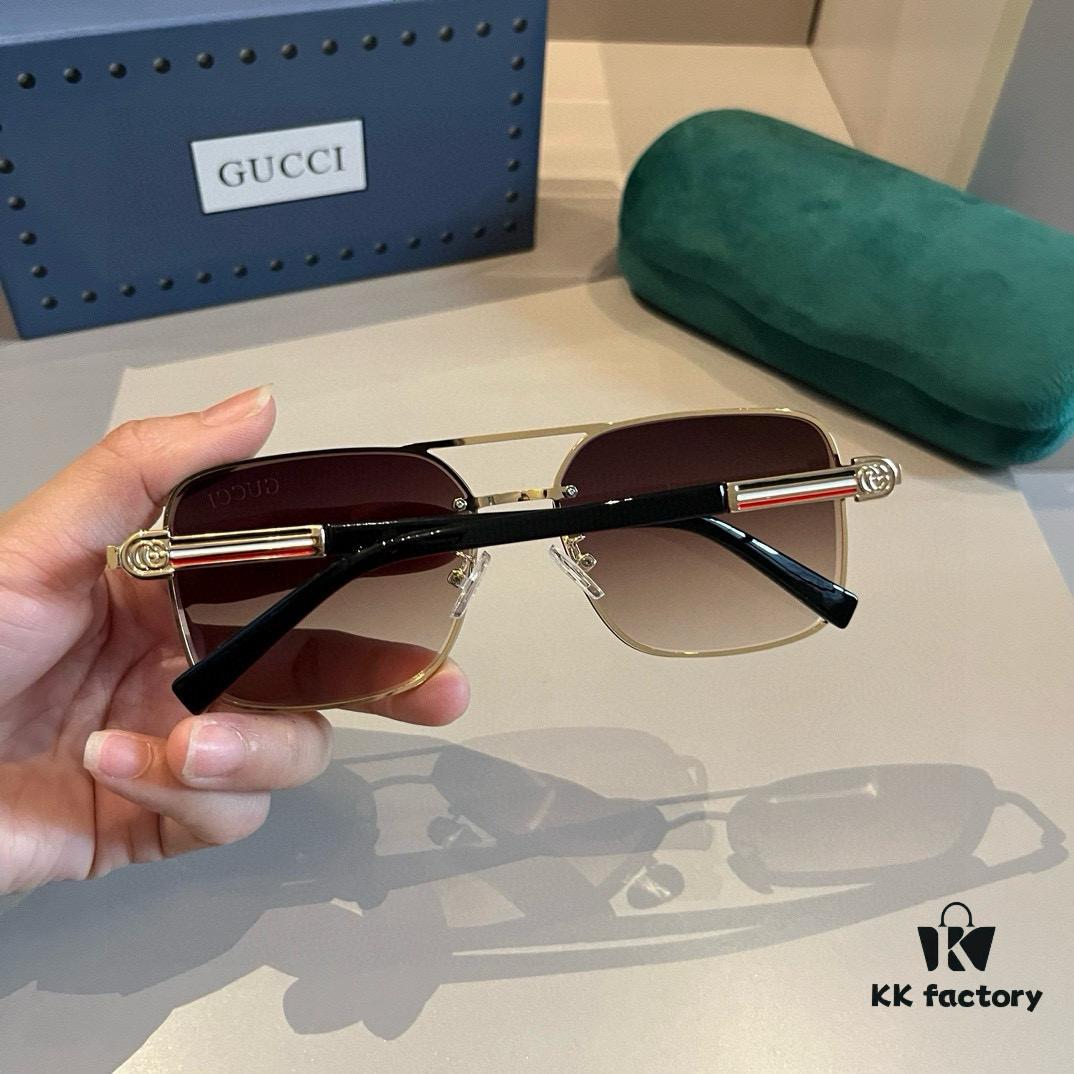 Gucci New Arrival Sunglasses 🕶️ Unisex, Extremely Comfortable Wear, Fashionable Metal Single-Bridge Aviator Round Sunglasses