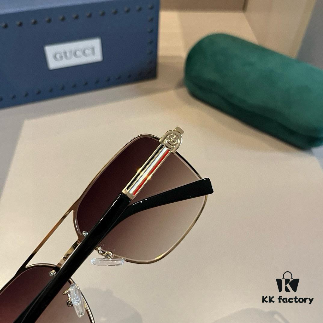 Gucci New Arrival Sunglasses 🕶️ Unisex, Extremely Comfortable Wear, Fashionable Metal Single-Bridge Aviator Round Sunglasses