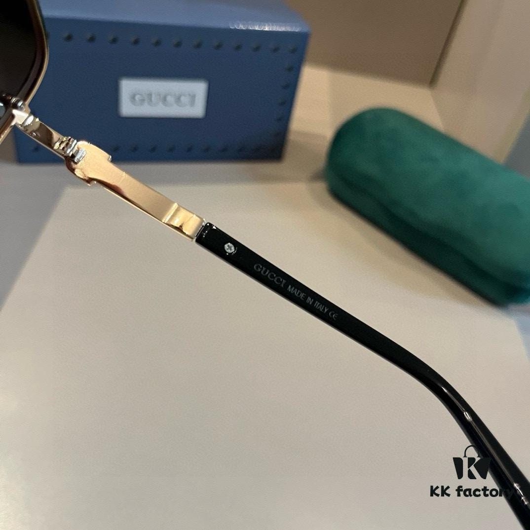 Gucci New Arrival Sunglasses 🕶️ Unisex, Extremely Comfortable Wear, Fashionable Metal Single-Bridge Aviator Round Sunglasses