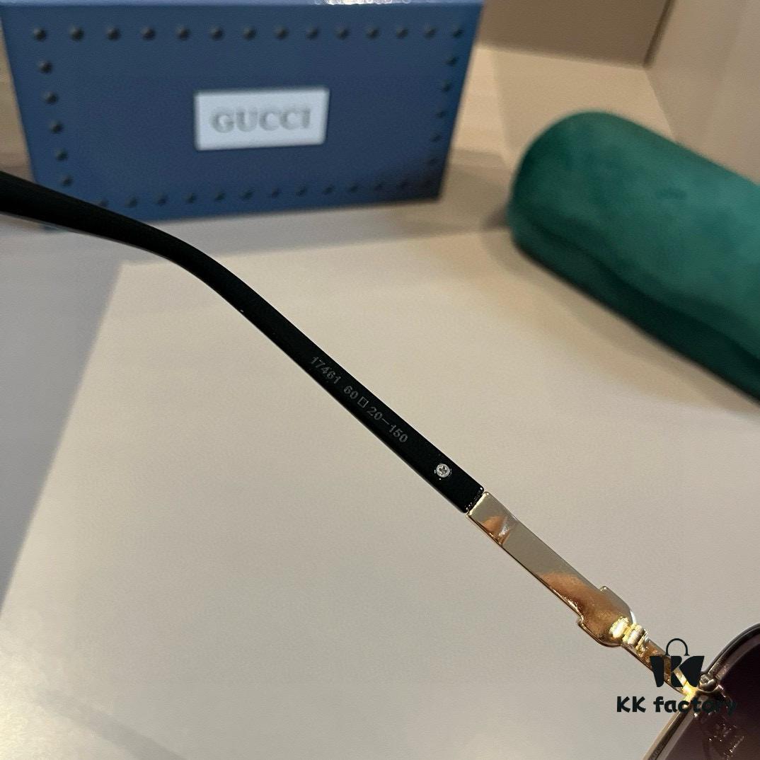 Gucci New Arrival Sunglasses 🕶️ Unisex, Extremely Comfortable Wear, Fashionable Metal Single-Bridge Aviator Round Sunglasses