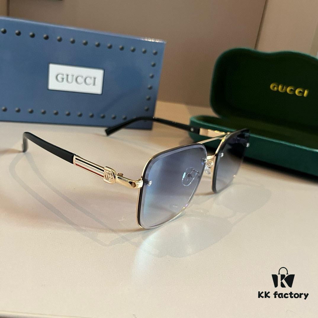Gucci New Arrival Unisex Sunglasses 🕶️, Fashionable Metal Single-Bridge Aviator Style
