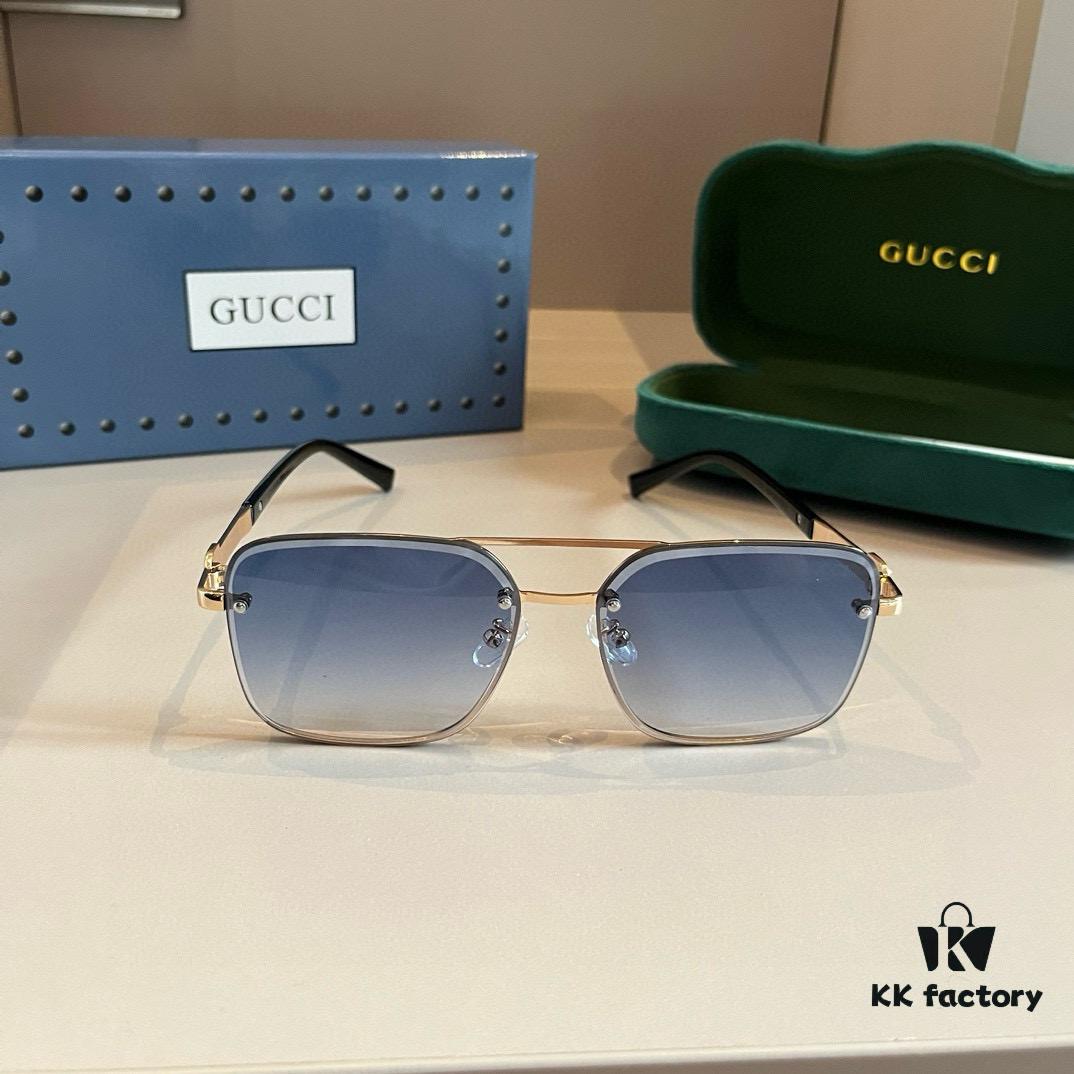 Gucci New Arrival Unisex Sunglasses 🕶️, Fashionable Metal Single-Bridge Aviator Style