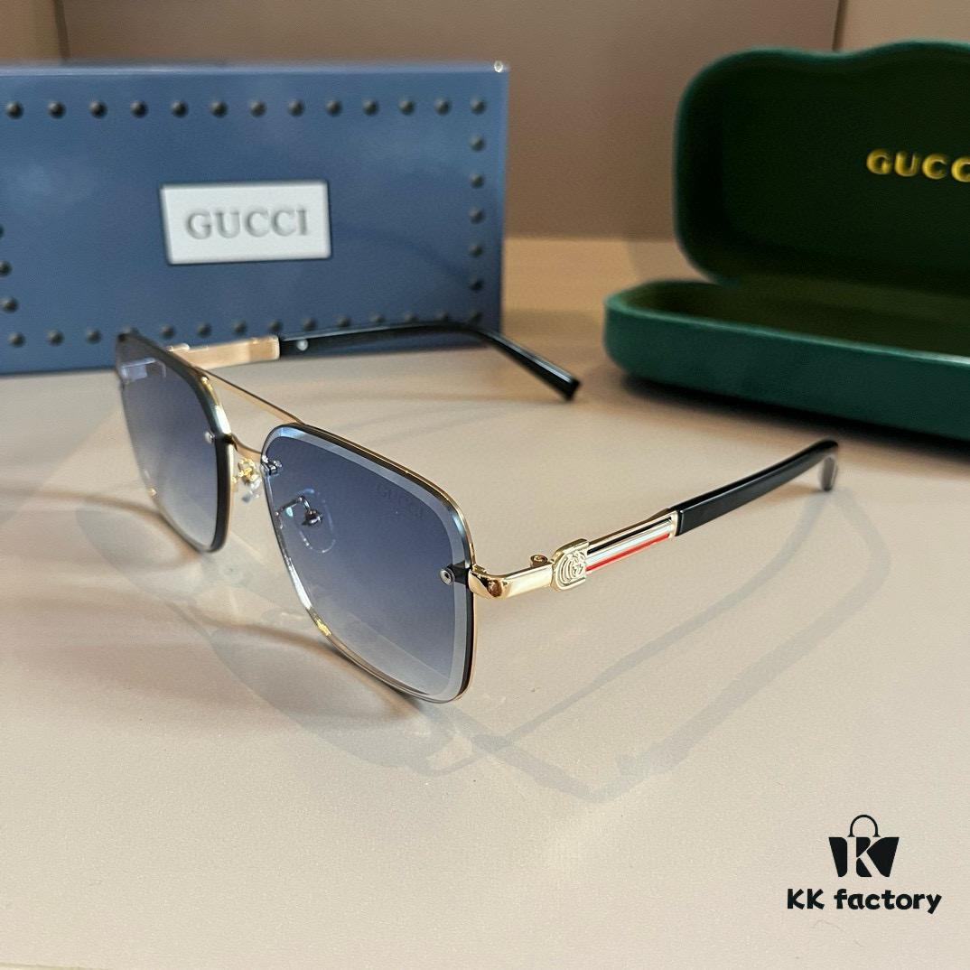 Gucci New Arrival Unisex Sunglasses 🕶️, Fashionable Metal Single-Bridge Aviator Style