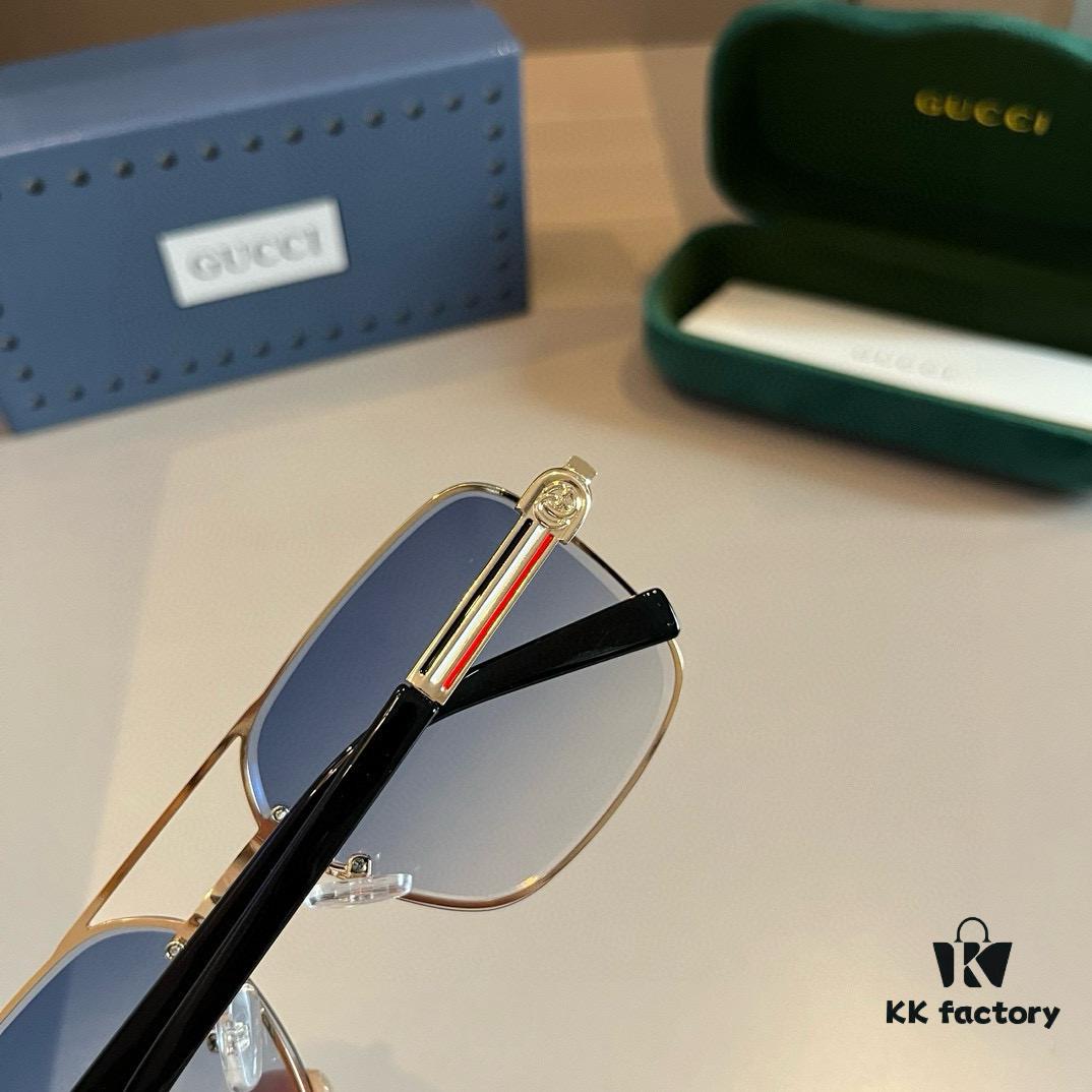 Gucci New Arrival Unisex Sunglasses 🕶️, Fashionable Metal Single-Bridge Aviator Style