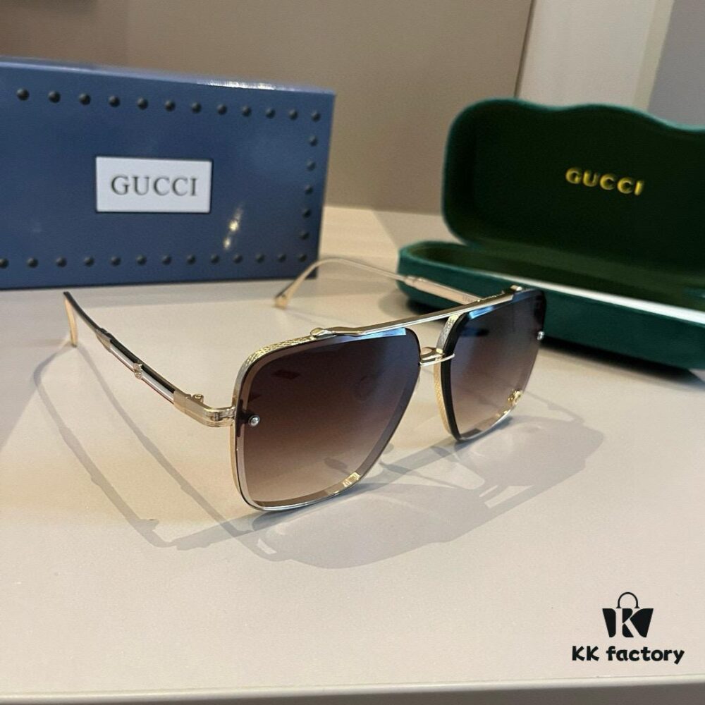 Gucci New Arrival Unisex Sunglasses 🕶️, Fashionable Metal Single-Bridge Aviator Style