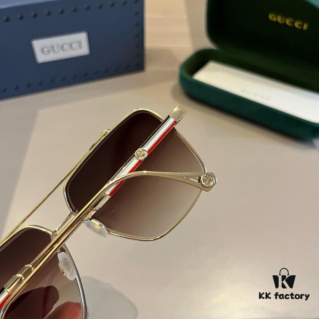 Gucci New Arrival Unisex Sunglasses 🕶️, Fashionable Metal Single-Bridge Aviator Style