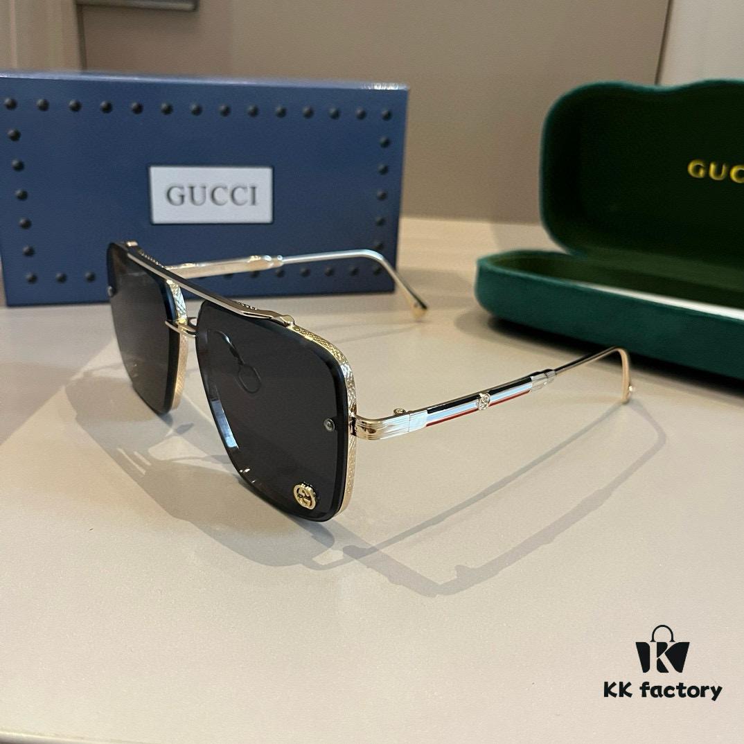 Gucci New Arrival Unisex Sunglasses 🕶️, Classic Metal Single-Bridge Aviator Style