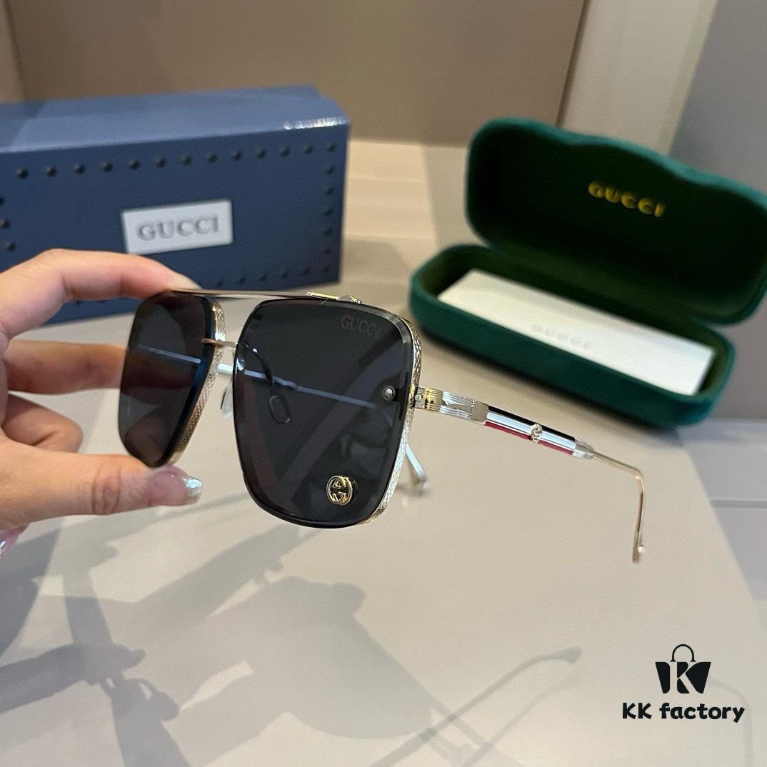 Gucci New Arrival Unisex Sunglasses 🕶️, Classic Metal Single-Bridge Aviator Style