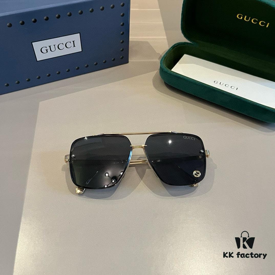 Gucci New Arrival Unisex Sunglasses 🕶️, Classic Metal Single-Bridge Aviator Style