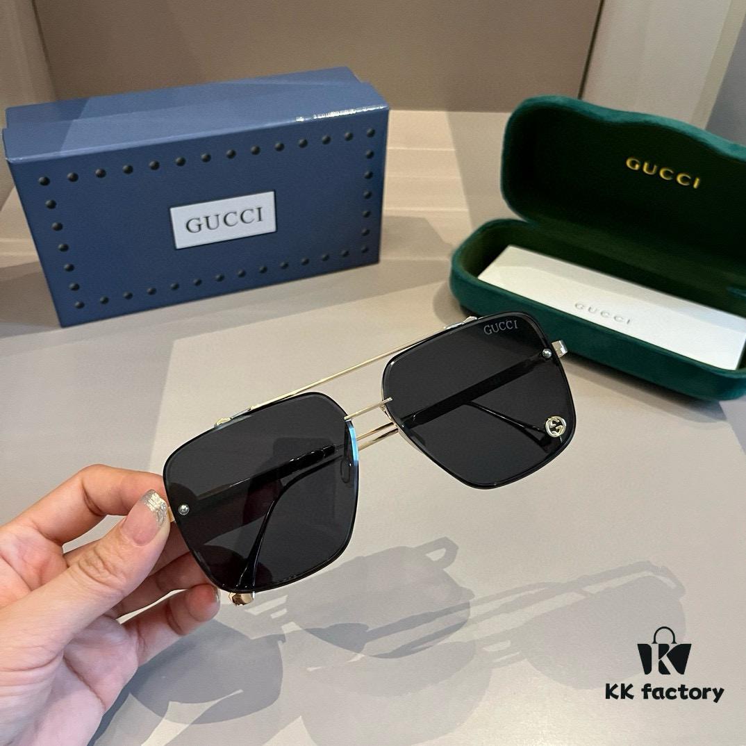 Gucci New Arrival Unisex Sunglasses 🕶️, Classic Metal Single-Bridge Aviator Style