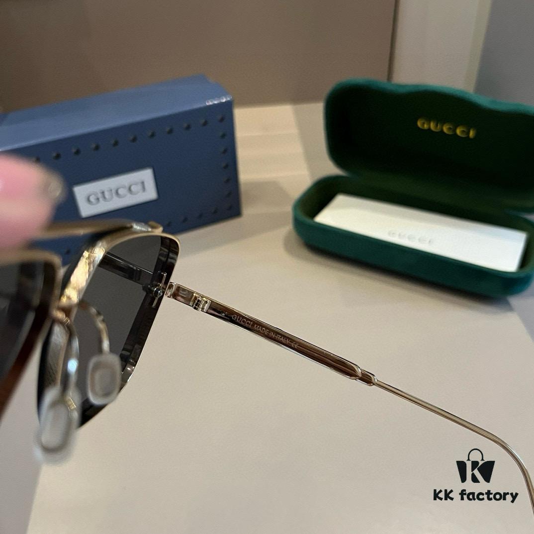 Gucci New Arrival Unisex Sunglasses 🕶️, Classic Metal Single-Bridge Aviator Style