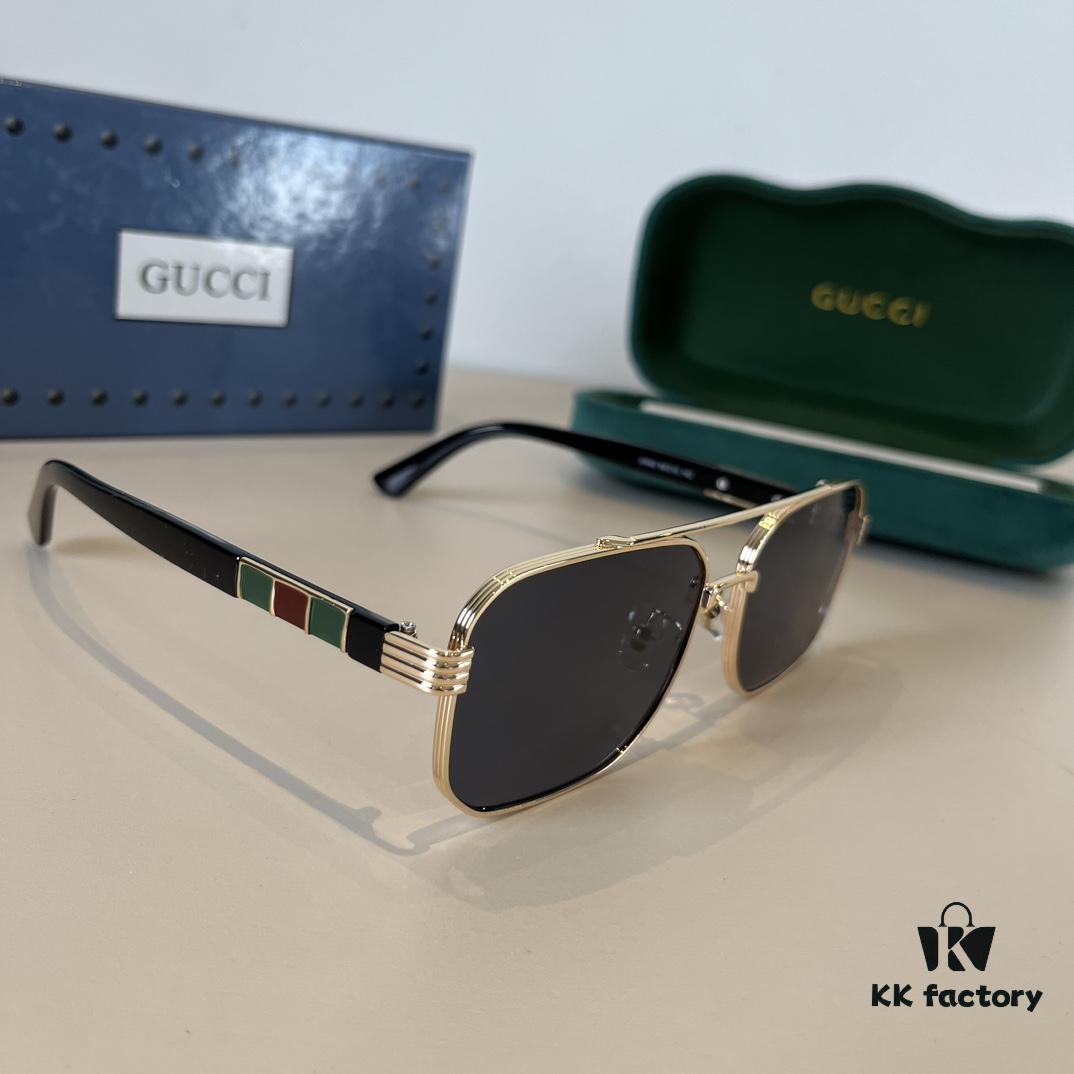 Gucci New Arrival Unisex Sunglasses 🕶️, Fashionable Metal Single-Bridge Aviator Style