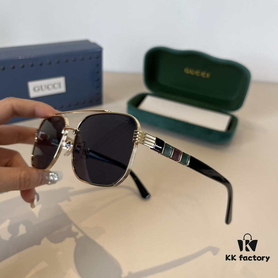 Gucci New Arrival Unisex Sunglasses 🕶️, Fashionable Metal Single-Bridge Aviator Style