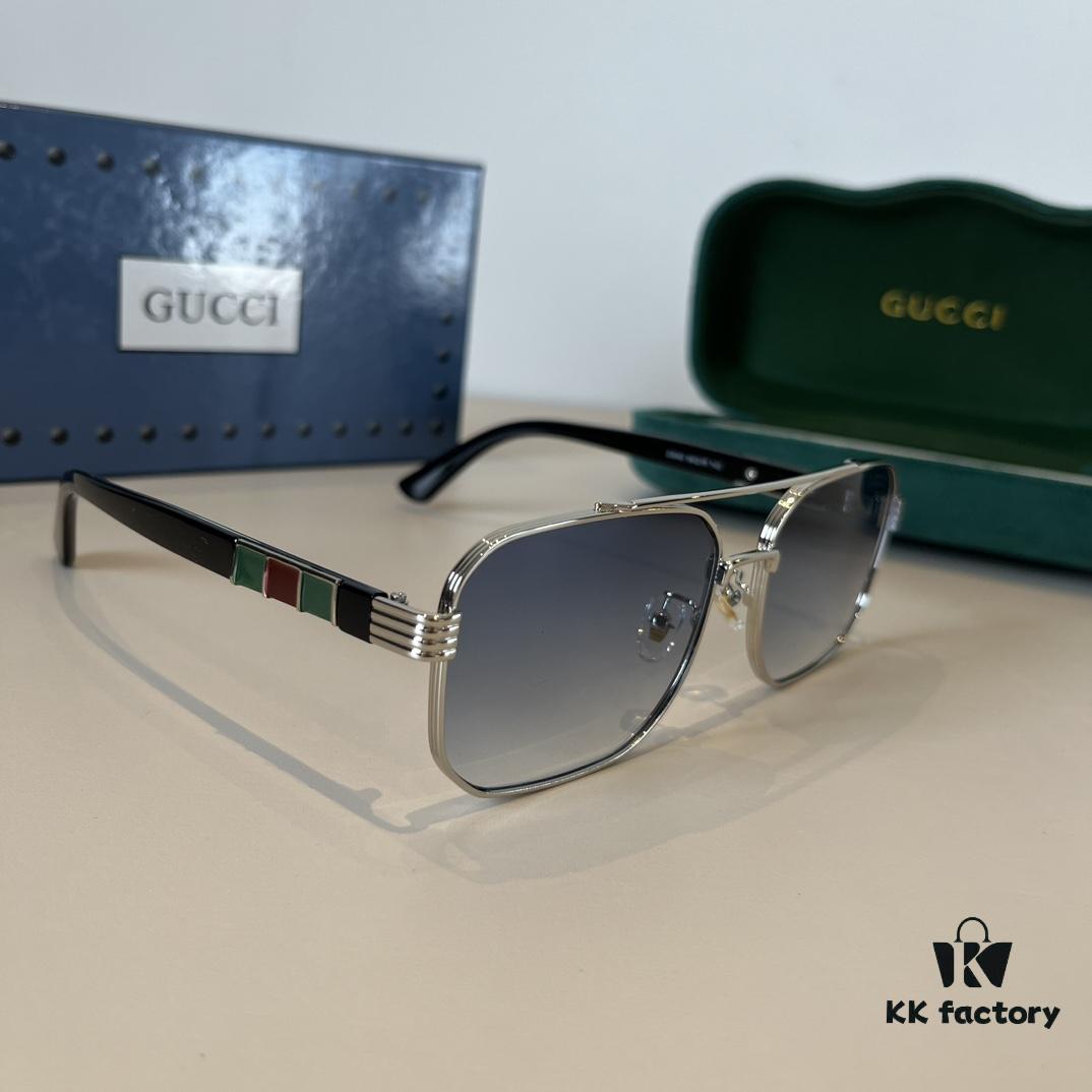 Gucci New Arrival Sunglasses 🕶️ Unisex Classic Metal Single-Bridge Aviator Style