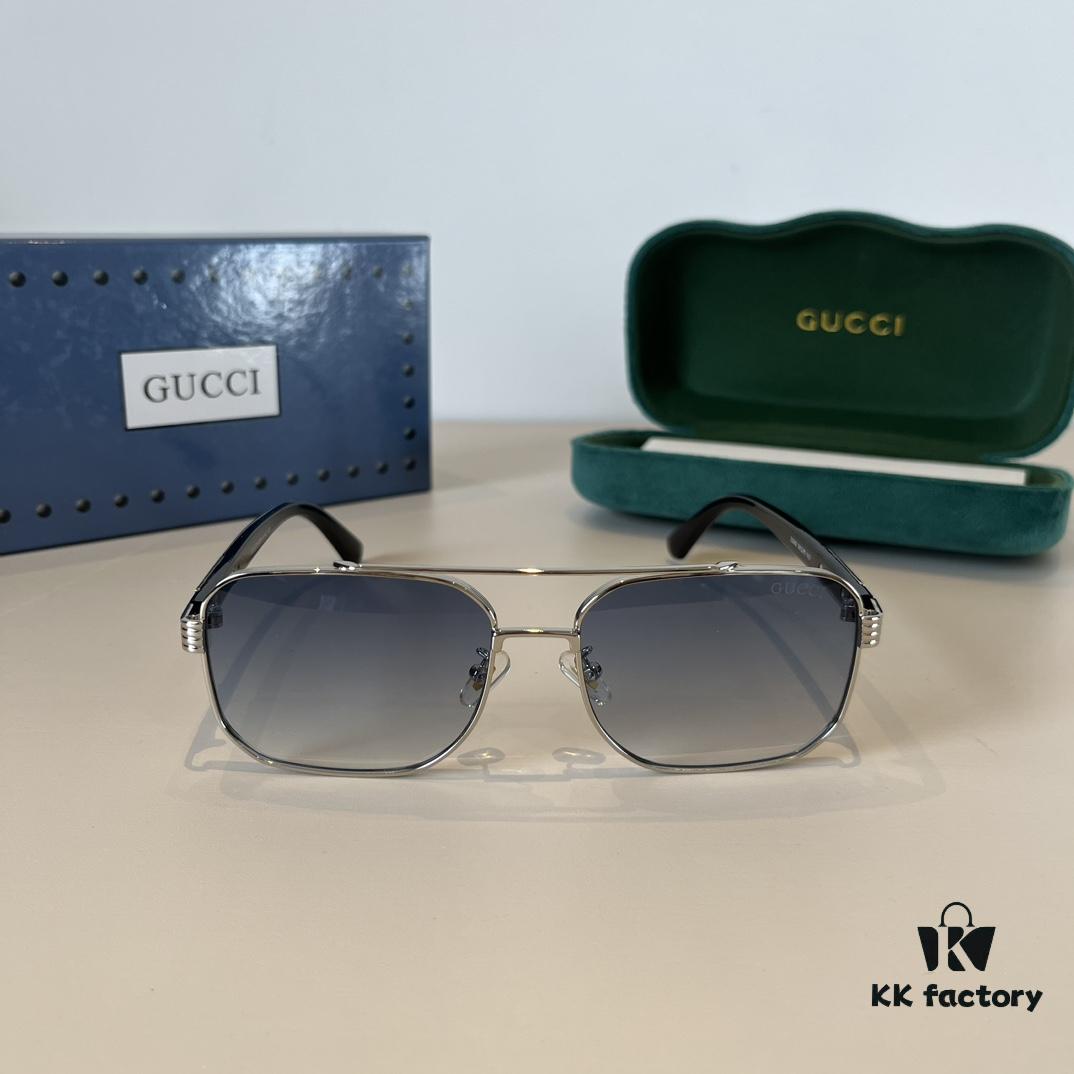 Gucci New Arrival Sunglasses 🕶️ Unisex Classic Metal Single-Bridge Aviator Style