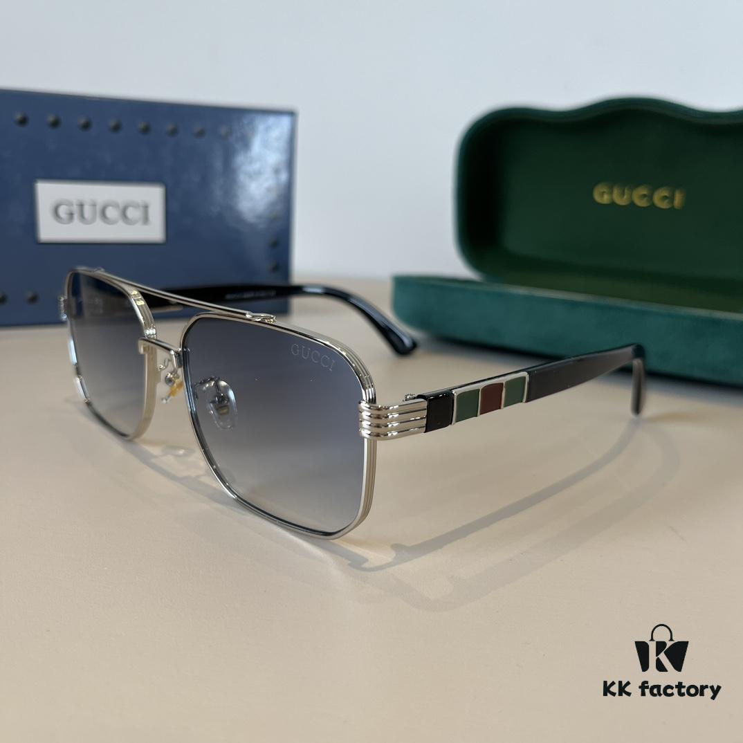 Gucci New Arrival Sunglasses 🕶️ Unisex Classic Metal Single-Bridge Aviator Style