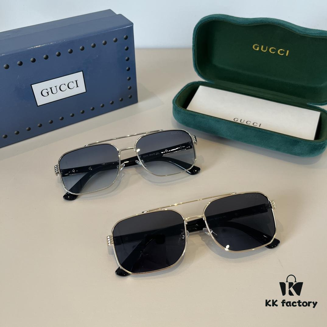 Gucci New Arrival Sunglasses 🕶️ Unisex Classic Metal Single-Bridge Aviator Style