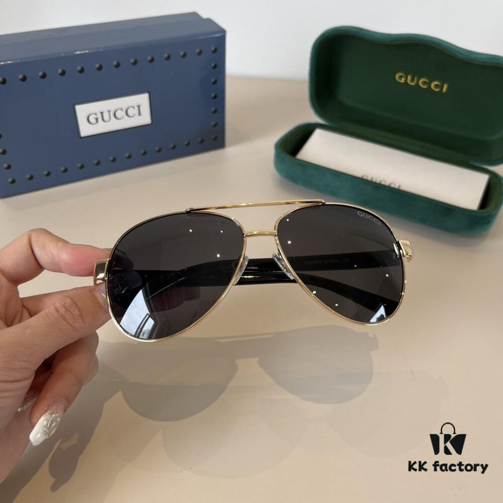 Gucci New Arrival Unisex Sunglasses 🕶️, Classic Metal Single-Bridge Aviator Style