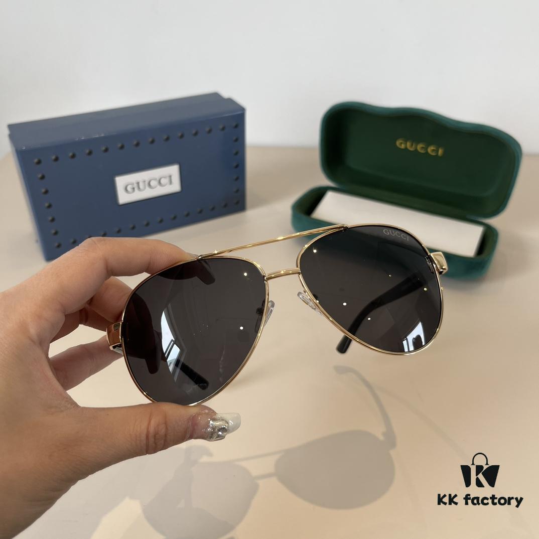 Gucci New Arrival Unisex Sunglasses 🕶️, Classic Metal Single-Bridge Aviator Style