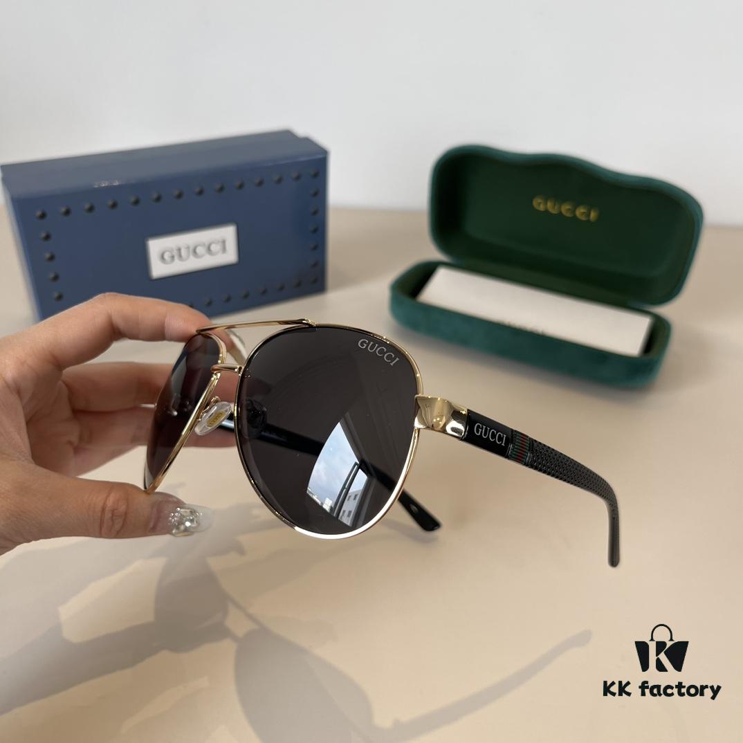 Gucci New Arrival Unisex Sunglasses 🕶️, Classic Metal Single-Bridge Aviator Style