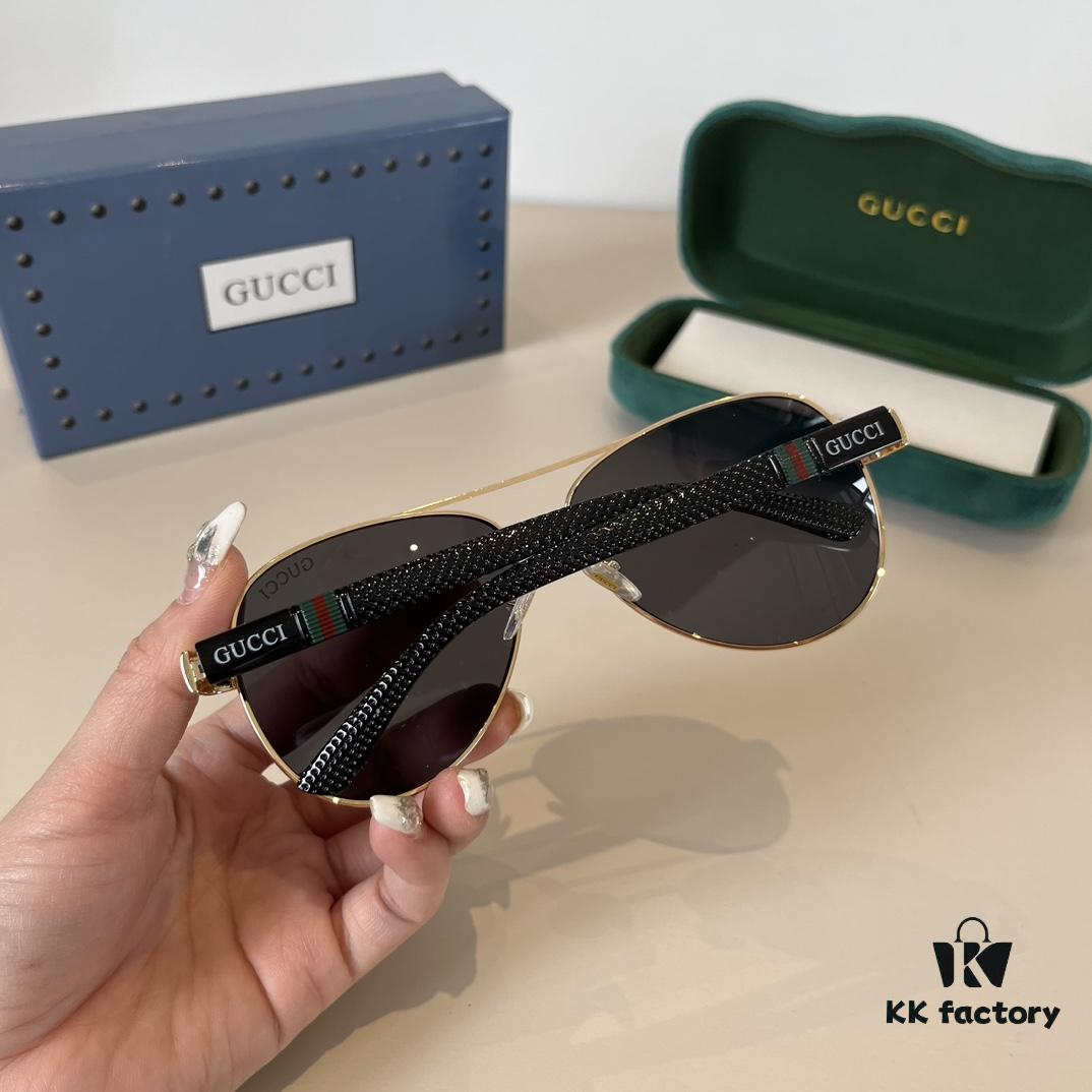 Gucci New Arrival Unisex Sunglasses 🕶️, Classic Metal Single-Bridge Aviator Style